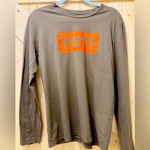 ❤️😎Yeti Olive Green & Orange Logo Yeti LongSleeve Tee Shirt